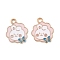 Animal Forest Theme Zinc Alloy Enamel Pendants, Light Gold Charms, Pink, 20x17x1mm, Hole: 2mm