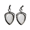 Natural Quartz Crystal Pendants, Brass Rock Crystal Shield Charms, Antique Silver, Lead Free & Cadmium Free, 45.5x26.5x7mm, Hole: 7x5mm