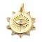 Rack Plating Brass Micro Pave Cubic Zirconia Pendants, Long-Lasting Plated, Lead Free & Cadmium Free, Sun with Evil Eye, Clear, 17x16x2mm, Hole: 3mm
