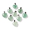 Natural Green Aventurine Pendants, with Platinum Brass Loops, Heart, 18~19x15~15.5x7~10mm, Hole: 6x2.5~3mm