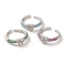 Rack Plating Brass Micro Pave Cubic Zirconia Cuff Rings, Long-Lasting Plated, Lead Free & Cadmium Free, Heart, Mixed Color, adjustable