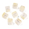 Frosted Glass Beads with Golden Glitter Powder, Two Tone, Cube, Lemon Chiffon, 8x8x8mm, Hole: 1.5mm