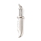 Brass Micro Pave Clear Cubic Zirconia Pendants, Cadmium Free & Lead Free, with Jump Rings, Knife Shap, Platinum, 32x7x4mm, Hole: 3mm