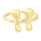 Rack Plating Brass Open Cuff Rings, Long-Lasting Plated, Letter, Letter H, 14mm