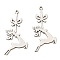 Non-Tarnish 201 Stainless Steel Pendants, Laser Cut, Deer Charm, Stainless Steel Color, 35x17x1mm, Hole: 1mm