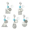304 Stainless Steel Pendant Decoration, with Synthetic Turquoise Beads and Zinc Alloy Lobster Claw Clasps, Mixed Shapes, 55~62mm