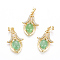 Brass Micro Pave Cubic Zirconia Pendants, Long-Lasting Plated, with Dyed & Heated Agate, Lily, Matte Gold Color, 29x17.8x6mm, Hole: 4x3.7mm