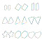 9Pairs 9 Style 304 Stainless Steel Geometric Hoop Earrings, Hypoallergenic Earrings, Rainbow Color, 1pair/style