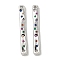 Brass Pave Colorful Cubic Zirconia Connector Charms, Cadmium Free & Nickel Free & Lead Free, Rectangle Links, Platinum, 29x4x2mm, Hole: 1mm