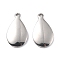 Tarnish Resistant 201 Stainless Steel Charms, Teardrop, Stainless Steel Color, 14x8x2mm, Hole: 1.2mm
