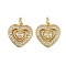Brass Micro Pave Cubic Zirconia Pendants, Heart Charms, with Jump Ring, Real 16K Gold Plated, 15x14x3.5mm, Hole: 3.2mm