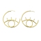 Rack Plating Brass Hollow Eye Stud Earrings, Lead Free & Cadmium Free, Real 18K Gold Plated, 50x2mm, Pin: 0.7mm