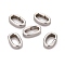 Tarnish Resistant Oval 201 Stainless Steel Slide Charms, Stainless Steel Color, 10x6x2.5mm, Hole: 3.5x7mm