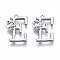 Brass Pendants, with Rhinestones, Cadmium Free & Nickel Free & Lead Free, Alphabet, Platinum, Letter.E, 17x11x2.5mm, Hole: 1mm