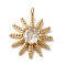 Crystal K9 Glass Pendants, with Brass Findings, Sun Charm, Golden, 17x15x3.5mm, Hole: 1.5mm