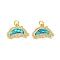 Brass Micro Pave Cubic Zirconia with Synthetic Opal Pendants, with Jump Ring, Cadmium Free & Lead Free, Real 18K Gold Plated, Dolphin, Dolphin, 12.5x18.5x3.5mm