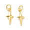 Brass Charms, with Jump Ring, Cadmium Free & Lead Free, Star, Real 18K Gold Plated, 14x6x2.5mm, Hole: 3mm