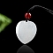 Natural Jadeite Heart Pendant Necklaces, Adjustable Nylon Cord Slider Necklaces, 27.83 inch(70.7cm)
