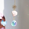Glass Pendant Decorations, with Metal Finding and Natural Rose Quartz Chips, for Home Bedroom Hanging Decorations, 350mm