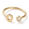 Brass Micro Pave Clear Cubic Zirconia Cuff Rings, Open Rings, Long-Lasting Plated, Real 18K Gold Plated, Letter.O, US Size 6, Inner Diameter: 17mm