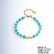 Fashionable Korean Style Brass Synthetic Turquoise Bracelets, Round, 6-3/4 inch(17cm)