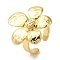 Flower Rack Plating Brass Cuff Rings for Women, Cadmium Free & Lead Free, Long-Lasting Plated, Real 18K Gold Plated, Flower: 27x28mm, Adjustable