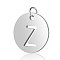 Non-Tarnish 304 Stainless Steel Charms, Flat Round with Letter, Stainless Steel Color, Letter.Z, 12x1mm, Hole: 2.5mm