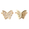 Brass Micro Pave Clear Cubic Zirconia Connector Charms, Cadmium Free & Nickel Free & Lead Free, Butterfly Links, Real 18K Gold Plated, 9.5x13x2mm, Hole: 1mm