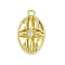 Brass Pave Clear Cubic Zirconia Pendants, Cadmium Free & Nickel Free & Lead Free, Oval Charms, Long-Lasting Plated, Golden, 16.5x10x4.5mm, Hole: 1.2mm