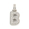 Brass Micro Pave Clear Cubic Zirconia Pendants, Cadmium Free & Nickel Free & Lead Free, Platinum, Letter B, 31x14x5mm, Hole: 3x6mm