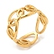 304 Stainless Steel Hollow Oval Open Cuff Rings for Women, Real 18K Gold Plated, Inner Diameter: 17mm