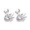 Brass Micro Pave Cubic Zirconia Pendants, Cadmium Free & Nickel Free & Lead Free, Swan, Platinum, Light Blue, 23.5x23x6.5mm, Hole: 4x2.5mm
