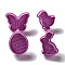 Easter Themed PET Plastic Cookie Cutters, with Iron Press Handle, Egg, Chick, Butterfly & Rabbit Molds, Old Rose, 44~55x37~56x18mm, 4pcs/set
