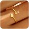 Brass Cuff Rings, Heart and Letter, Golden, Letter J, Inner Diameter: 17~19mm