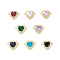 Rack Plating Brass Pave Cubic Zirconia Connector Charms, Heart Links, Lead Free & Cadmium Free, Long-Lasting Plated, Real 18K Gold Plated, Mixed Color, 16x22x7mm, Hole: 1.6mm