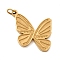 304 Stainless Steel Pendants,  with Jump Ring, Ion Plating(IP), Real 18K Gold Plated, Butterfly, 16x15.5x1.5mm, Hole: 2.5mm