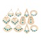 12Pcs 6 Style Brass Big Pendants, with Synthetic Turquoise, Mixed Shape, Light Gold, 38~60x30~50x4~4.5mm, Hole: 1.2~1.8mm, 2pcs/style