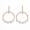 Brass Chandelier Component Links, Ring, Nickel Free, Real 18K Gold Plated, 54~60x33.5~34.5x3mm, Hole: 1.2mm
