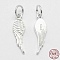 925 Sterling Silver Pendants, Wing, with 925 Stamp, Silver, 20.5x6x1.5mm, Hole: 4mm