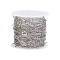 304 Stainless Steel Cable Chains, with Heart Link, Soldered, with Spool, Flat Oval, Stainless Steel Color, 5x6.4x0.4mm, 5m/roll