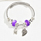 Non-Tarnish 201 Stainless Steel European Bracelet, Charm Bracelet for Women, Word, Inner Diameter: 2-3/8~2-3/4 inch(6~7cm)