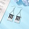 Handmade Glass Seed Beads Dangle Earrings, Rectangle, Platinum, White, 74x25.5mm