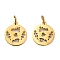 304 Stainless Steel Charms, with Jump Ring, Flat Round Charm, Laser Cut, Golden, Flower, 13.5x11.5x1mm, Hole: 3.4mm