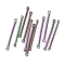 Ion Plating(IP) 304 Stainless Steel Connector Charms, Bar Links, Rainbow Color, 25x2.5x1.2mm, Hole: 1.2mm