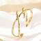 304 Stainless Steel Cuff Bangles for Women, Real 18K Gold Plated, Inner Diameter: 2-1/8 inch(5.4cm)