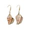 Electroplated Conch Shell Dangle Earrings, with 316 Surgical Stainless Steel Earring Hooks, 61~61.5mm, Pin: 0.7mm