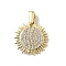 Brass Micro Pave Cubic Zirconia Openable Pendants, Real 18K Gold Plated, Sun, 23x18.5x3mm, Hole: 4x2mm