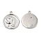 Brass Micro Pave Cubic Zirconia Pendants, Nickel Free, Flat Round, Real Platinum Plated, 22x19x2mm, Hole: 1.4mm