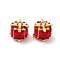 Brass Glass Pendants, Long-Lasting Plated, Cube, Golden, 9x9x9mm, Hole: 1.4mm