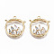 Brass Micro Pave Clear Cubic Zirconia Pendants, Nickel Free, Flat Round, Real 18K Gold Plated, 17x16x2mm, Hole: 1.6mm